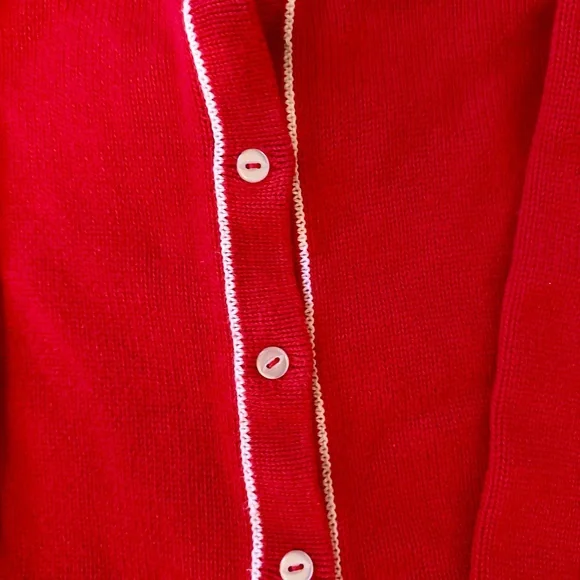 bella bliss Red Knit Cardigan with White Trim - Picture 2 of 2